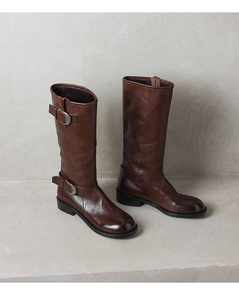 Bottes Femme en Cuir Véritable – Tige Haute & Talon Chunky