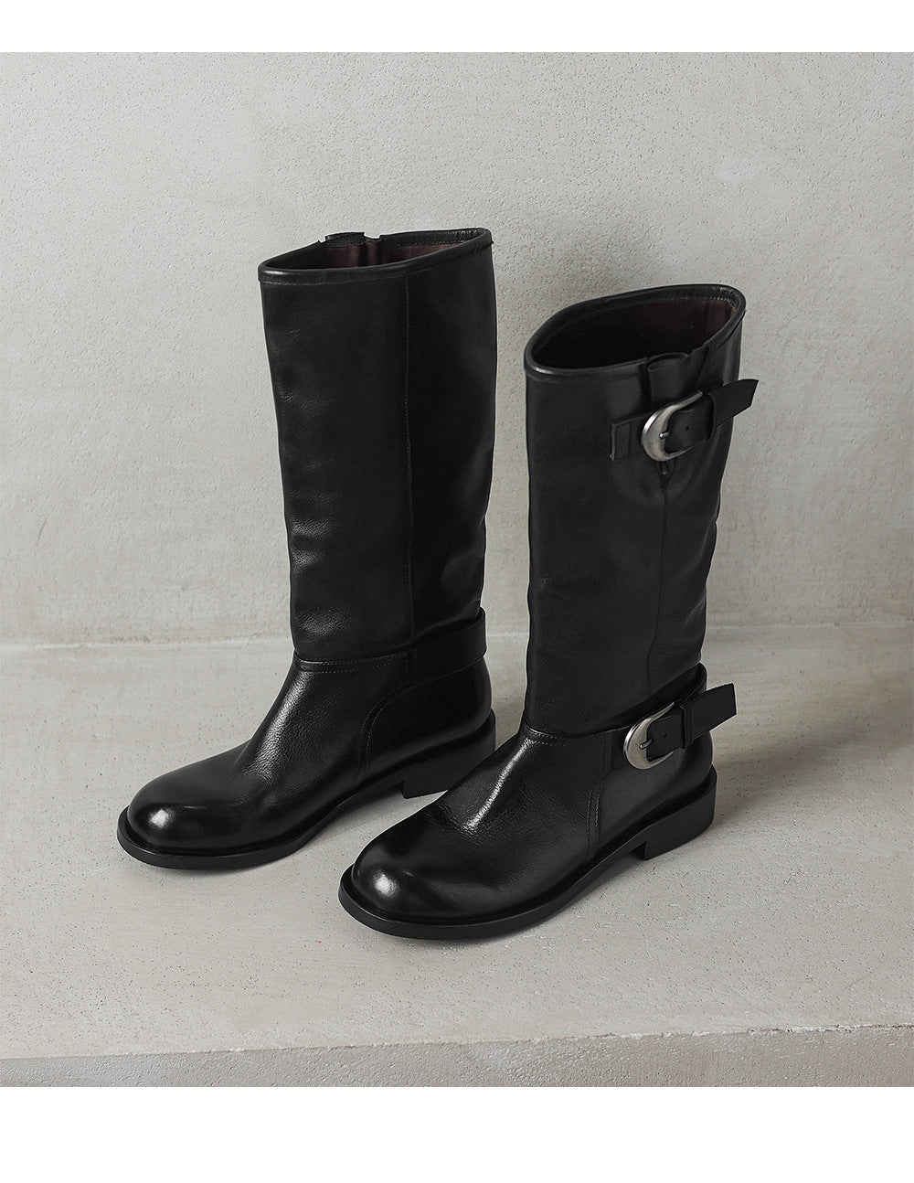 Bottes Femme en Cuir Véritable – Tige Haute & Talon Chunky